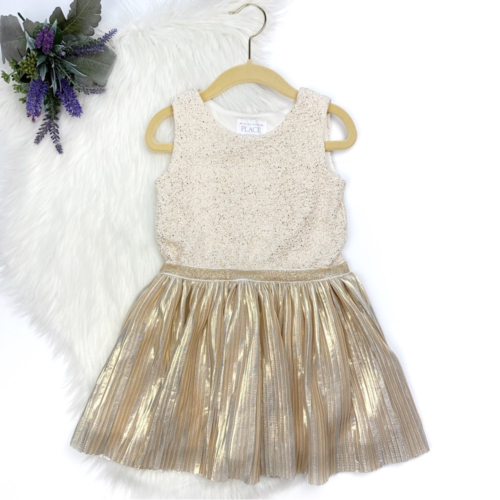 The Children's Place Girls Toddler Sleeveless Pleated Dress Gold